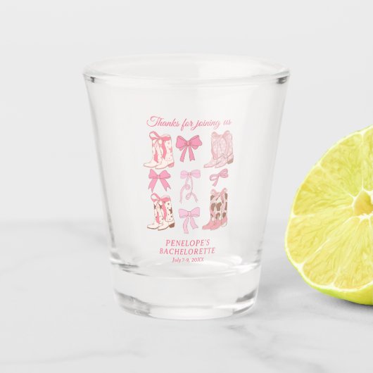 Roze Meisjesachtige Bachelorette-feest met Laarzen Shot Glas (Voorkant)