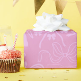 Roze Meisjesachtige Coquette Roze Strik Baby- of B Cadeaupapier