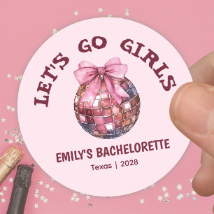 Roze Meisjesachtige Disco Bal Bachelorette Ronde Sticker