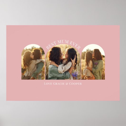 Roze meisjesachtige elegante boog multi foto beste poster (Voorkant)