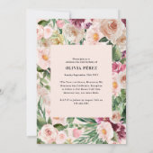 Roze meisjesachtige elegante moderne bloemfoto ver kaart (Achterkant)