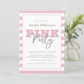 Roze Meisjesachtige feest Script Feest Aankondigin Kaart (Staand voorkant)