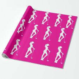 Roze Meisjesachtige Golf Feest Inpakpapier