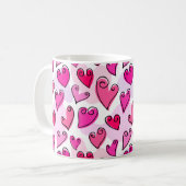 Roze Meisjesachtige Harten Mooie Romantische Valen Koffiemok (Voorkant links)