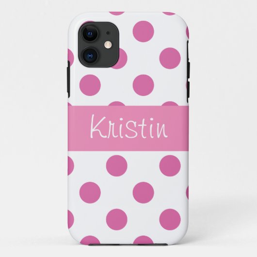 Roze meisjesachtige Iphone 5 hoezen met stippen (Achterkant)