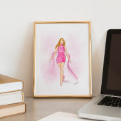 roze, meisjesachtige, mode schets, poster