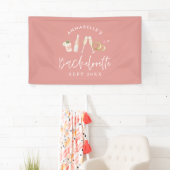 Roze meisjesachtige moderne champagne vrijgezellen spandoek (Insitu)