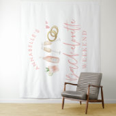 Roze meisjesachtige moderne champagne vrijgezellen wandkleed (In situ)