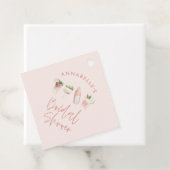 Roze meisjesachtige moderne cocktail script bruids bedankjes labels (In situ)