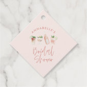 Roze meisjesachtige moderne cocktail script bruids bedankjes labels (Voorkant)