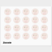 Roze meisjesachtige moderne cocktail script bruids ronde sticker (Vel)