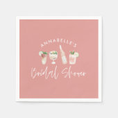 Roze meisjesachtige moderne cocktail script bruids servet (Voorkant)