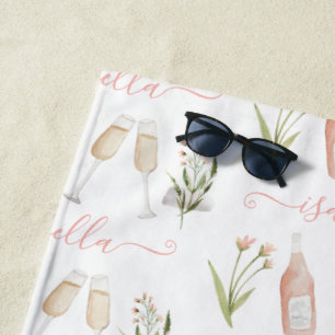 Roze meisjesachtige moderne cocktail wilde bloem e strandlaken