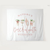 Roze meisjesachtige moderne drankjes vrijgezellenw wandkleed (Voorkant (horizontaal))