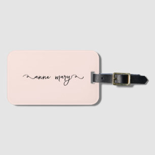 Roze Meisjesachtige Naam Monogram Trendy Cadeau Bagagelabel