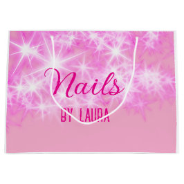 Roze meisjesachtige pastel glitters nagels voeg na groot cadeauzakje