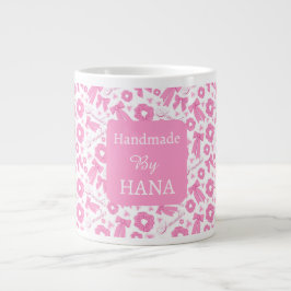 Roze Meisjesachtige Scrunchies Patroon Cute Haar A Grote Koffiekop