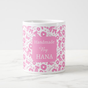 Roze Meisjesachtige Scrunchies Patroon Cute Haar A Grote Koffiekop