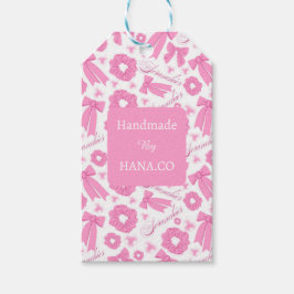 Roze Meisjesachtige Scrunchies Patroon Mooie Haar  Cadeaulabel