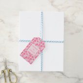 Roze Meisjesachtige Scrunchies Patroon Mooie Haar Cadeaulabel (Met Touw)