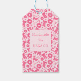Roze Meisjesachtige Scrunchies Patroon Mooie Haar  Cadeaulabel