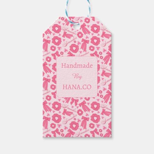 Roze Meisjesachtige Scrunchies Patroon Mooie Haar Cadeaulabel (Voorkant)