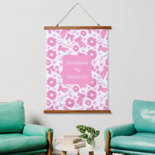Roze Meisjesachtige Scrunchies Patroon Mooie Haar Hangend Wandkleed