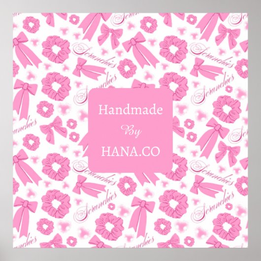 Roze Meisjesachtige Scrunchies Patroon Mooie Haar  Poster (Voorkant)