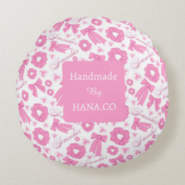 Roze Meisjesachtige Scrunchies Patroon Mooie Haar  Rond Kussen