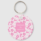 Roze Meisjesachtige Scrunchies Patroon Mooie Haar  Sleutelhanger (Voorkant)