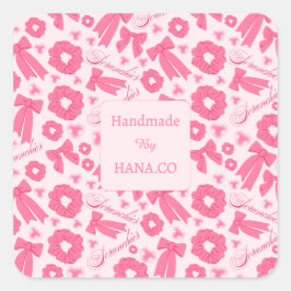 Roze Meisjesachtige Scrunchies Patroon Mooie Haar  Vierkante Sticker