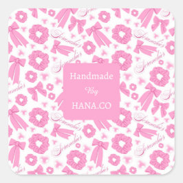 Roze Meisjesachtige Scrunchies Patroon Mooie Haar  Vierkante Sticker