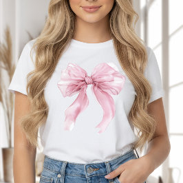 Roze Meisjesachtige Strik Thema T-shirt