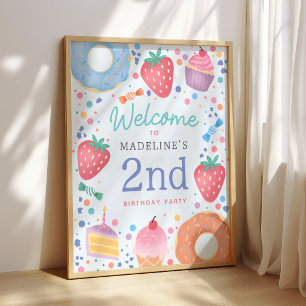 Roze Meisjesachtige Twee Zoete Meisjes Verjaardags Poster