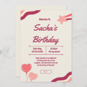 roze meisjesachtige verjaardag met glitters kaart (Voorkant / Achterkant)