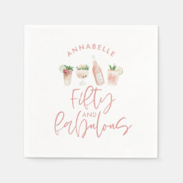 Roze meisjesachtige waterverf 50 en fabelachtige v servet