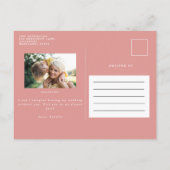 Roze meisjesachtige waterverf bloemige chic bloeme uitnodiging briefkaart (Achterkant)