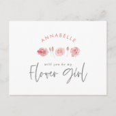 Roze meisjesachtige waterverf bloemige chic bloeme uitnodiging briefkaart (Voorkant)