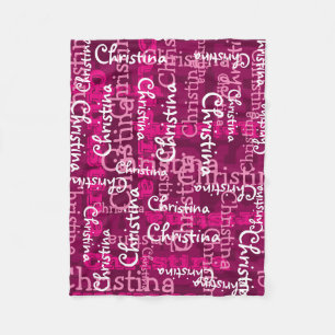 Roze meisjesallover-naam Collage persoonlijke Fleece Deken