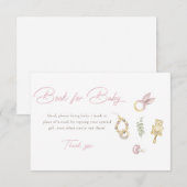 Roze meisjesboeken voor de Baby Kaart (Voorkant / Achterkant)