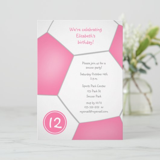 roze meisjesfeest kaart (Staand voorkant)