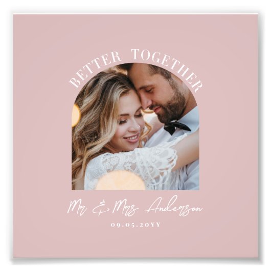 Roze meisjesfoto bruiloft cadeautje thuisdecor foto afdruk (Voorkant)