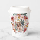 Roze meisjesfotograafster papieren bekers (Voorkant)