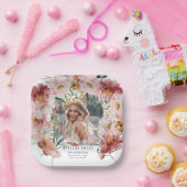 Roze meisjesfotograafster papieren bordje (Feest)