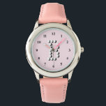 Roze meisjeshorloge | Monogram gepersonaliseerde l Horloge<br><div class="desc">Roze meisjeshorloge | monogram gepersonaliseerde letter B. Een persoonlijk cadeauidee voor kleine kinderen. Aangepast kinderhorloge met voornaam initiaal. Meisjes ontwerp.</div>