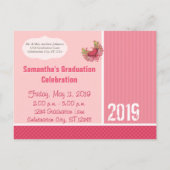 Roze meisjesklasse van Graduation Invitations Uitnodiging Briefkaart (Achterkant)