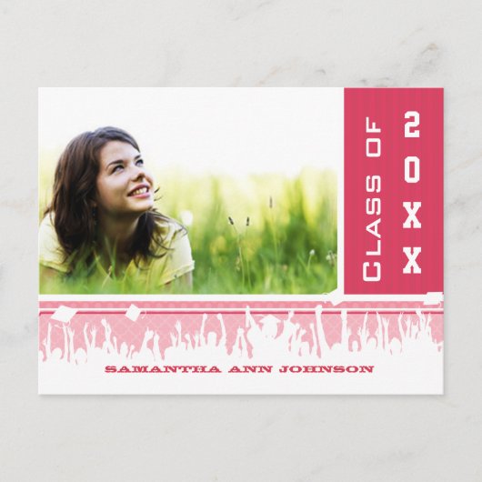 Roze meisjesklasse van Graduation Invitations Uitnodiging Briefkaart (Voorkant)