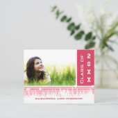 Roze meisjesklasse van Graduation Invitations Uitnodiging Briefkaart (Staand voorkant)
