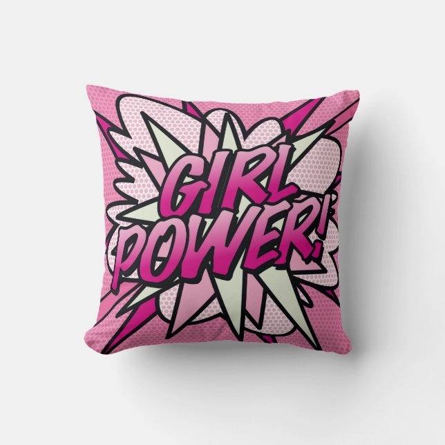Roze MEISJESKRACHT Leuk Creatief Moderne Trend Com Kussen (Voorkant)