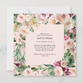 Roze meisjesmoderne elegante bloemfoto verjaardag kaart (Achterkant)